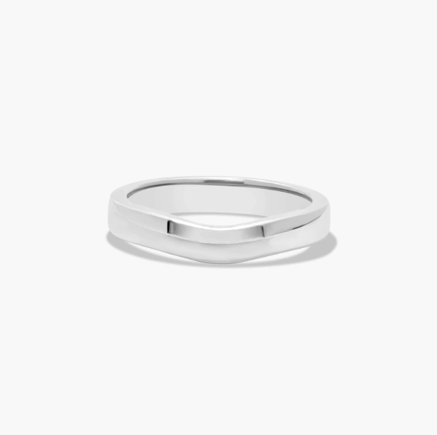Cross Prong Thin Wedding Ring In 14K White Gold (3.00mm)