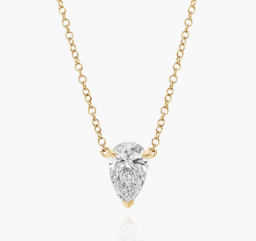 14K Yellow Gold Pear Cut Lab-Grown Diamond Solitaire Pendant (1.00 CTW - F-G / VS2-SI1)