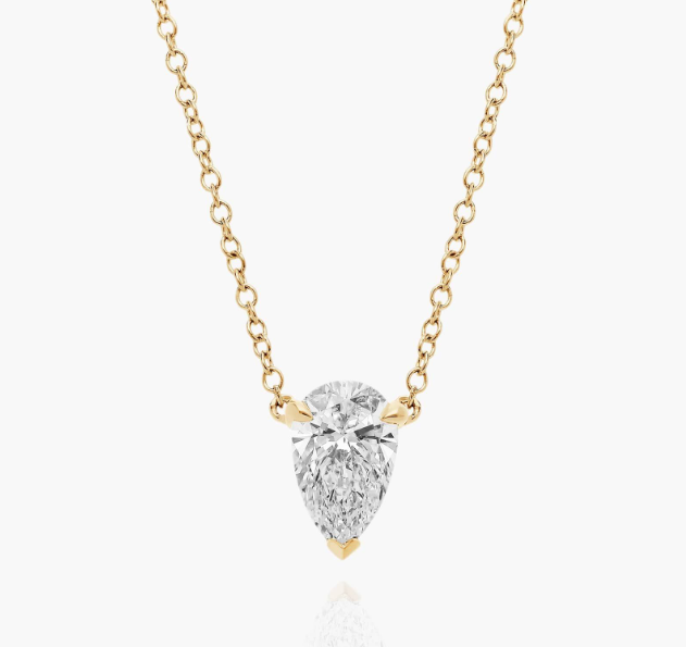 14K Yellow Gold Pear Cut Lab-Grown Diamond Solitaire Pendant (1.00 CTW - F-G / VS2-SI1)