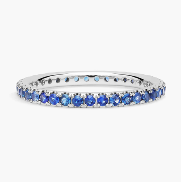 Riviera Pavé Sapphire Eternity Ring in 18k White Gold (1.5mm)