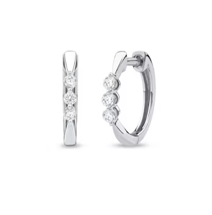 1/4 CT. T.W. Lab-Grown Diamond Three Stone Hoop Earrings in Sterling Silver (F/SI2)