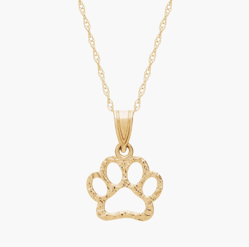 18" Mini Paw Print Necklace in 14k Yellow Gold (0.6 mm)