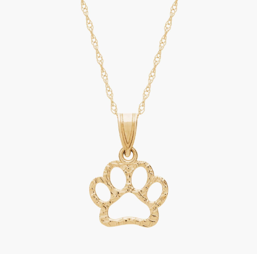 18" Mini Paw Print Necklace in 14k Yellow Gold (0.6 mm)