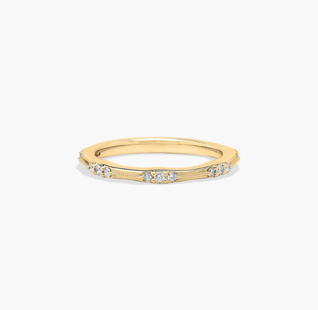 Vintage Diamond Wedding Ring In 14K Yellow Gold (1.00mm)