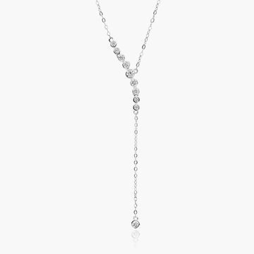Graduated Diamond Lariat Necklace In 14K White Gold