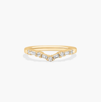 Chevron Curved Diamond Wedding Ring In 14K Yellow Gold (2.00mm)