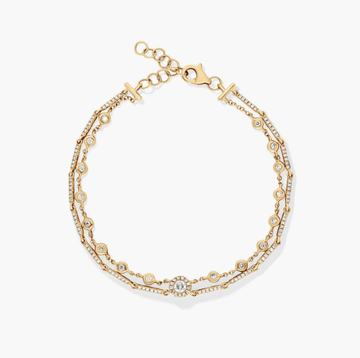 Dainty Double Row Diamond Bracelet In 14K Yellow Gold