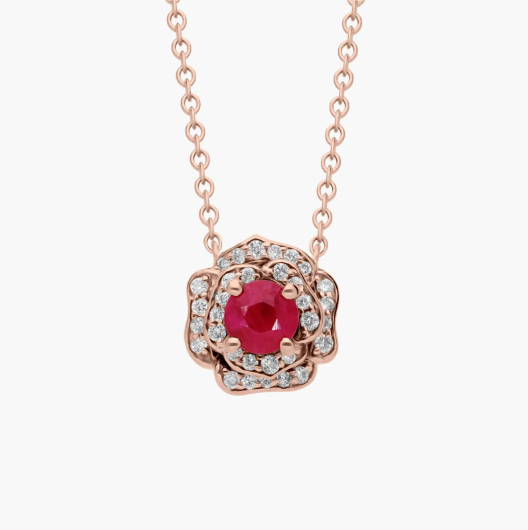 Ruby Rose Pendant in 14k Rose Gold