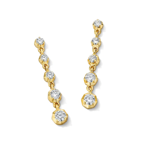 Illusion Graduated Diamond Drop Earrings 18K