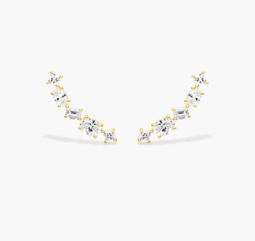 Fancy Array Lab-Grown Diamond Climber Earrings In 14K Yellow Gold