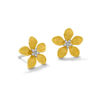 Diamond Flower Stud Earrings 18K