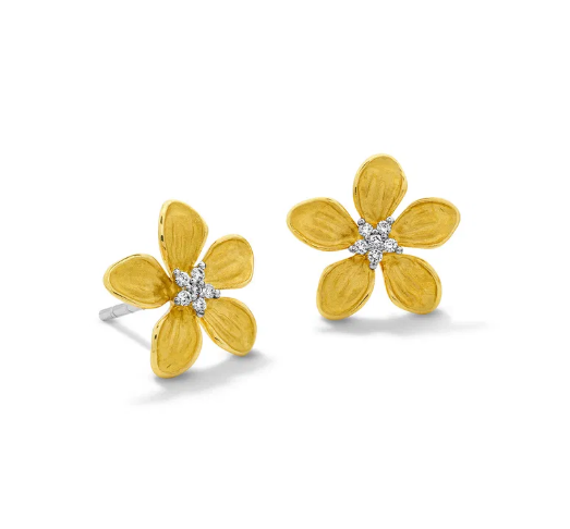 Diamond Flower Stud Earrings 18K