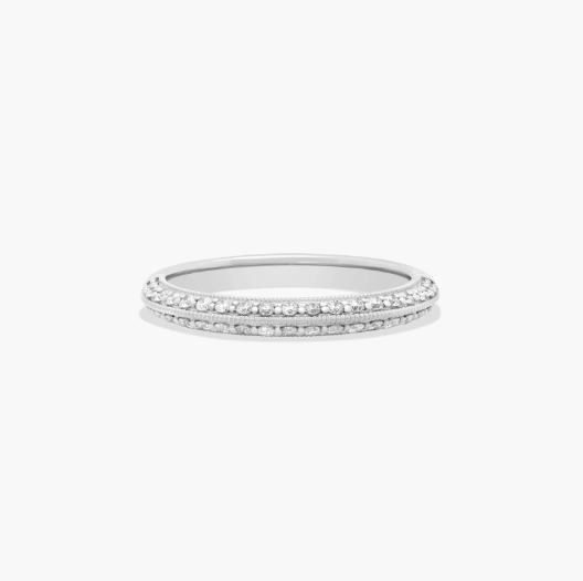 Pavé Knife Edge Lotus Diamond Wedding Ring In Platinum (2.50mm)