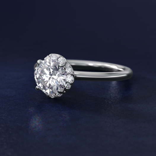 Delicate Ballerina Halo Diamond Engagement Ring in 18k White Gold