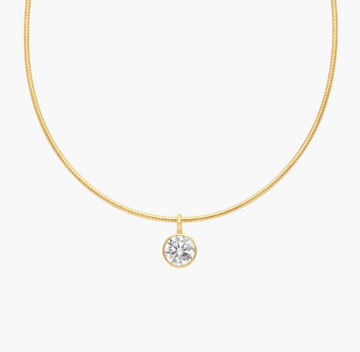Collar Necklace With Bezel Set 2 CTW Round Cut Lab-Grown Diamond In 14K Yellow Gold