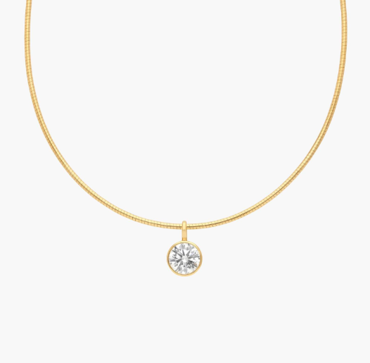 Collar Necklace With Bezel Set 2 CTW Round Cut Lab-Grown Diamond In 14K Yellow Gold