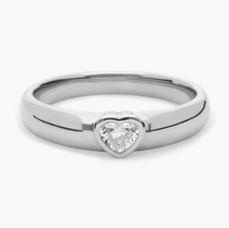 Heart Diamond Solitaire Bezel Ring in 14K White Gold