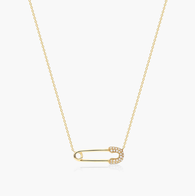 Diamond Pin Necklace In 14K Yellow Gold