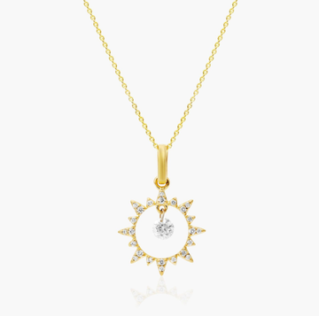 Diamond Burst Necklace In 14K Yellow Gold
