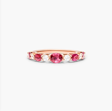 Oval Ruby And Diamond Ring In 14K Rose Gold