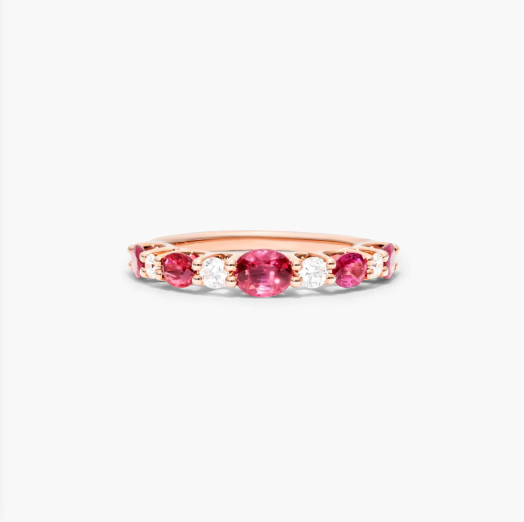 Oval Ruby And Diamond Ring In 14K Rose Gold