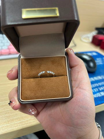 Marcie-14K white gold open ring, size 7, brown box.