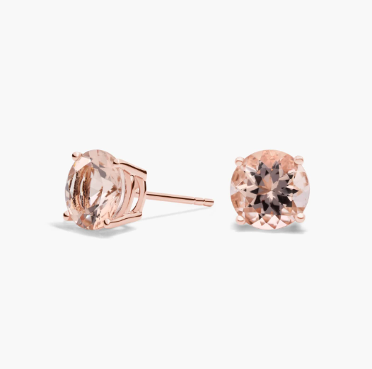 Morganite Stud Earrings in 14k Rose Gold (7mm)