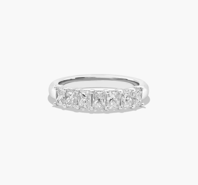 Seven Stone Anniversary Ring With 1 CTW Radiant Cut Lab-Grown Diamonds In 14K White Gold (2.00mm)