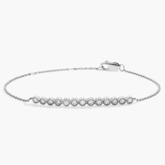 Diamond Milgrain Bar Bracelet in 14k White Gold (1/4 ct. tw.)