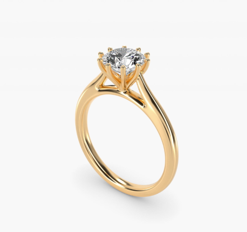 Ten Prong Solitaire Engagement Ring In 14K Yellow Gold