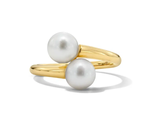 Freshwater Pearl Gold Bypass Ring 14K