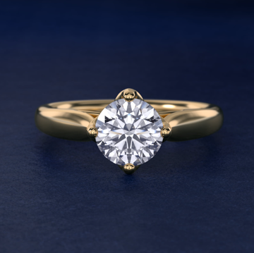 Solitaire Compass Set Engagement Ring in 14k Yellow Gold