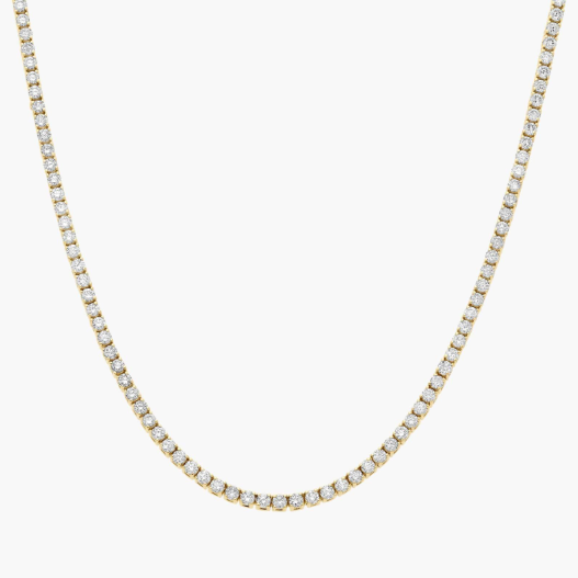 16 " Straight Lab-Grown Diamond Tennis Necklace In 14K Yellow Gold (5 Ct. tw. - F-G / VS2-SI1)