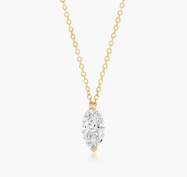 14K Yellow Gold Marquise Cut Lab-Grown Diamond Solitaire Pendant (1.00 CTW - F-G / VS2-SI1)
