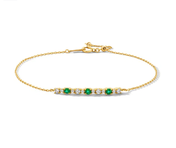 Green Emerald and Diamond Chain Bracelet 18K