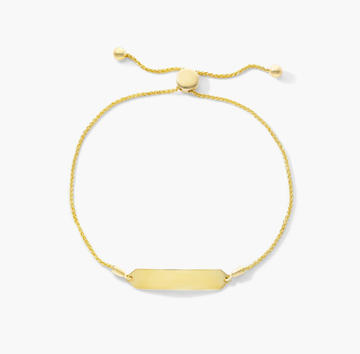 Elongated Hexagon Plate Bolo Bracelet In 14K Yellow Gold