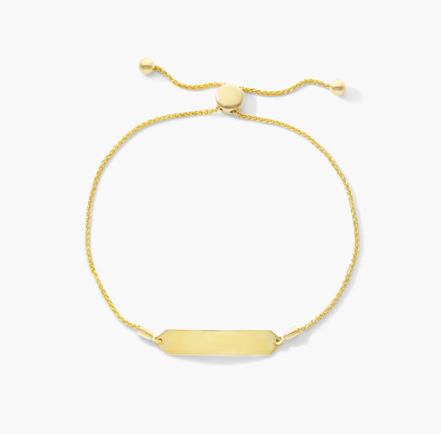 Elongated Hexagon Plate Bolo Bracelet In 14K Yellow Gold