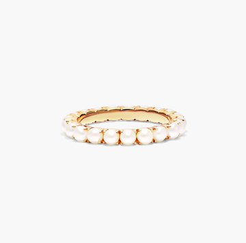 Cultured Seed Pearl Eternity Ring In 14K Yellow Gold