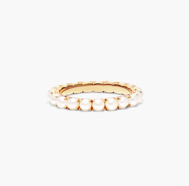 Cultured Seed Pearl Eternity Ring In 14K Yellow Gold