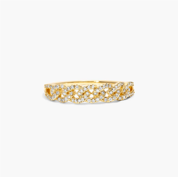Marquise Link Diamond Ring In 14K Yellow Gold