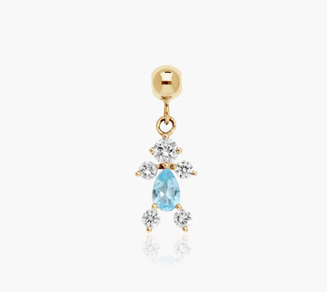 14K Yellow Gold Lab Grown Diamond and Blue Topaz Boy Charm