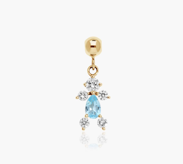 14K Yellow Gold Lab Grown Diamond and Blue Topaz Boy Charm