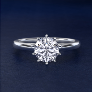 Ten Prong Solitaire Engagement Ring In 14K White Gold