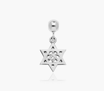 Star of David Lab-Grown Diamond Charm In 14K White Gold