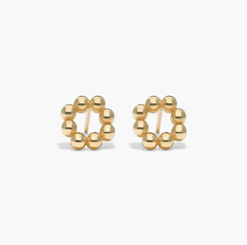 Bead Circle Stud Earrings In 14K Yellow Gold