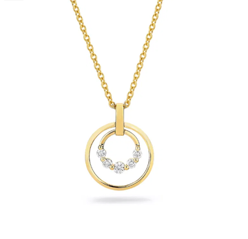 Double Circle Pendant Necklace 14k