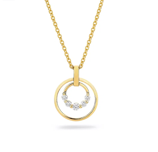 Double Circle Pendant Necklace 14k