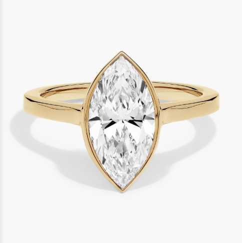 Lab Grown Marquise Diamond Bezel Ring in 18K Yellow Gold (2 Ct. Tw.)
