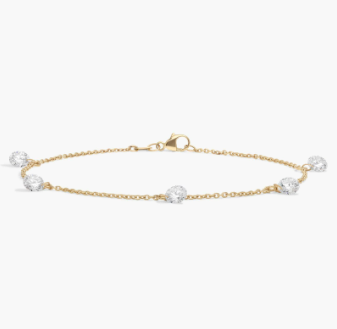 Pierced Diamond Station Bracelet with 1.25 CTW Round Cut Lab-Grown Diamonds in 14K Yellow Gold