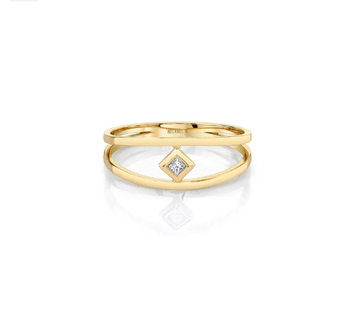 Princess-Cut Center Diamond Open Ring 14K